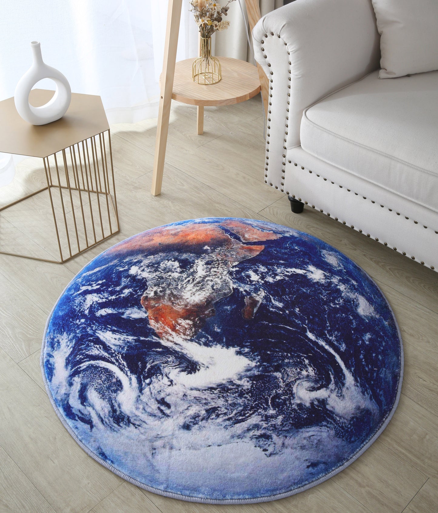 Luxury Plush Comfort Infinity Round Earth Planet World Rug