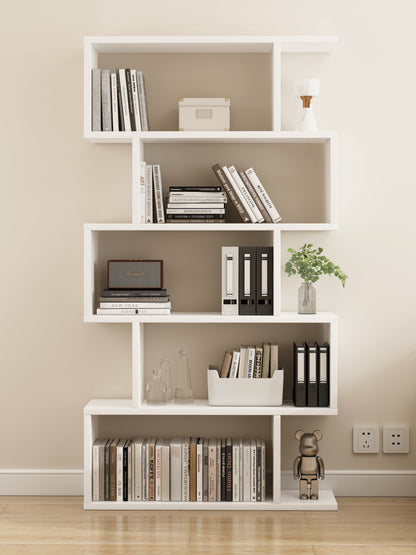 5 Tier Modern White Bookshelf Display Storage Shelving Unit Home Office
