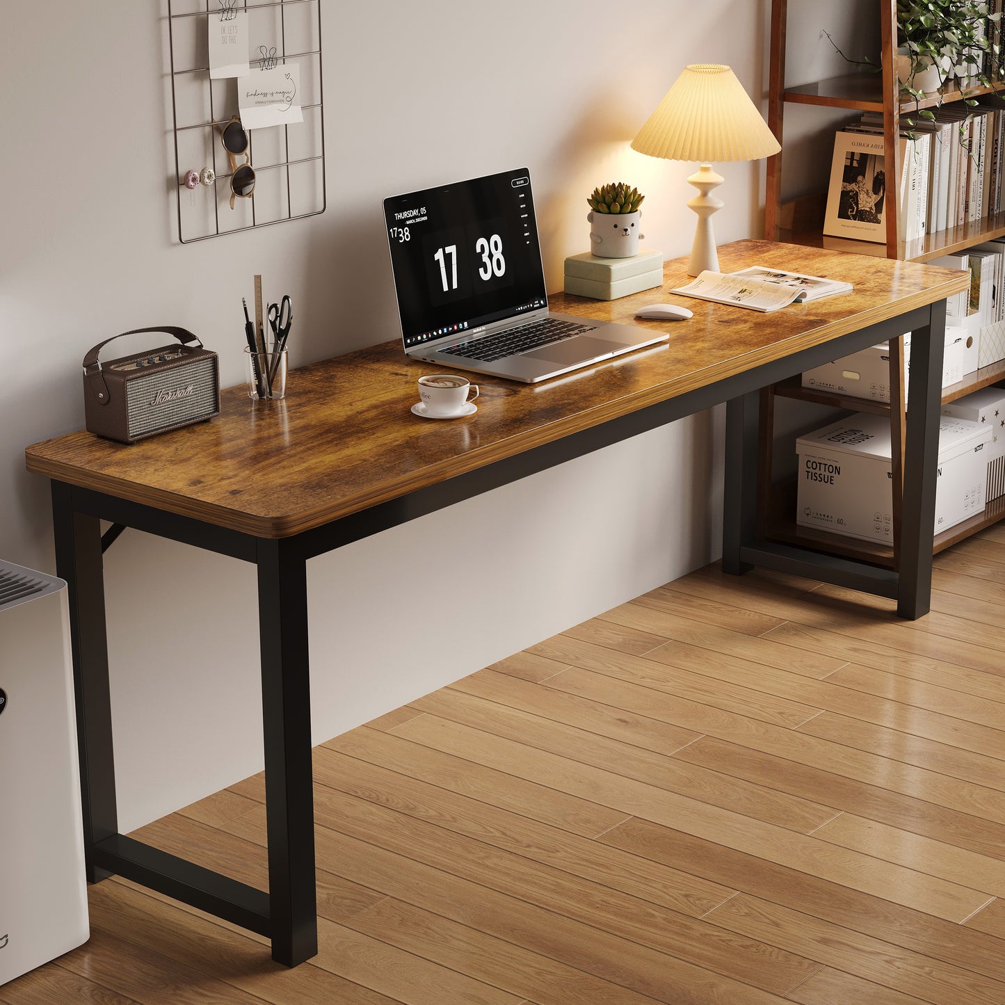 Rustic Wood Metal Console Table Narrow Desk