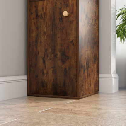 Stylish Rustic Wooden Corner Shelf Unit with Cabinet and Drawer