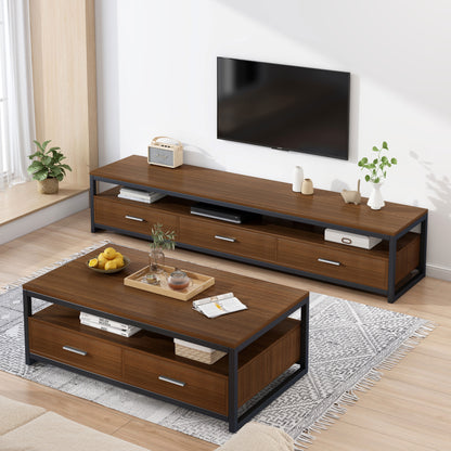 Vivo Modern TV Cabinet Entertainment Unit with Drawers (Walnut)