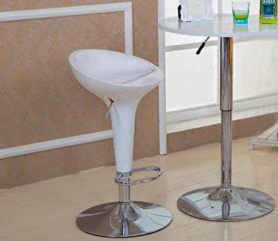 Set of 2 High Gloss Designer Bar Stools Modern White