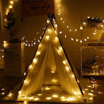 6m 40 LED Star String Lights for Home and Garden Decor