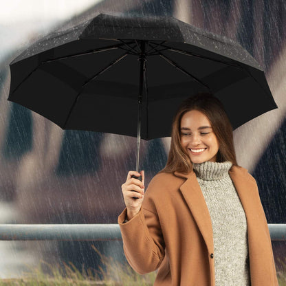 Large Windproof UV-Resistant Folding Umbrella Black