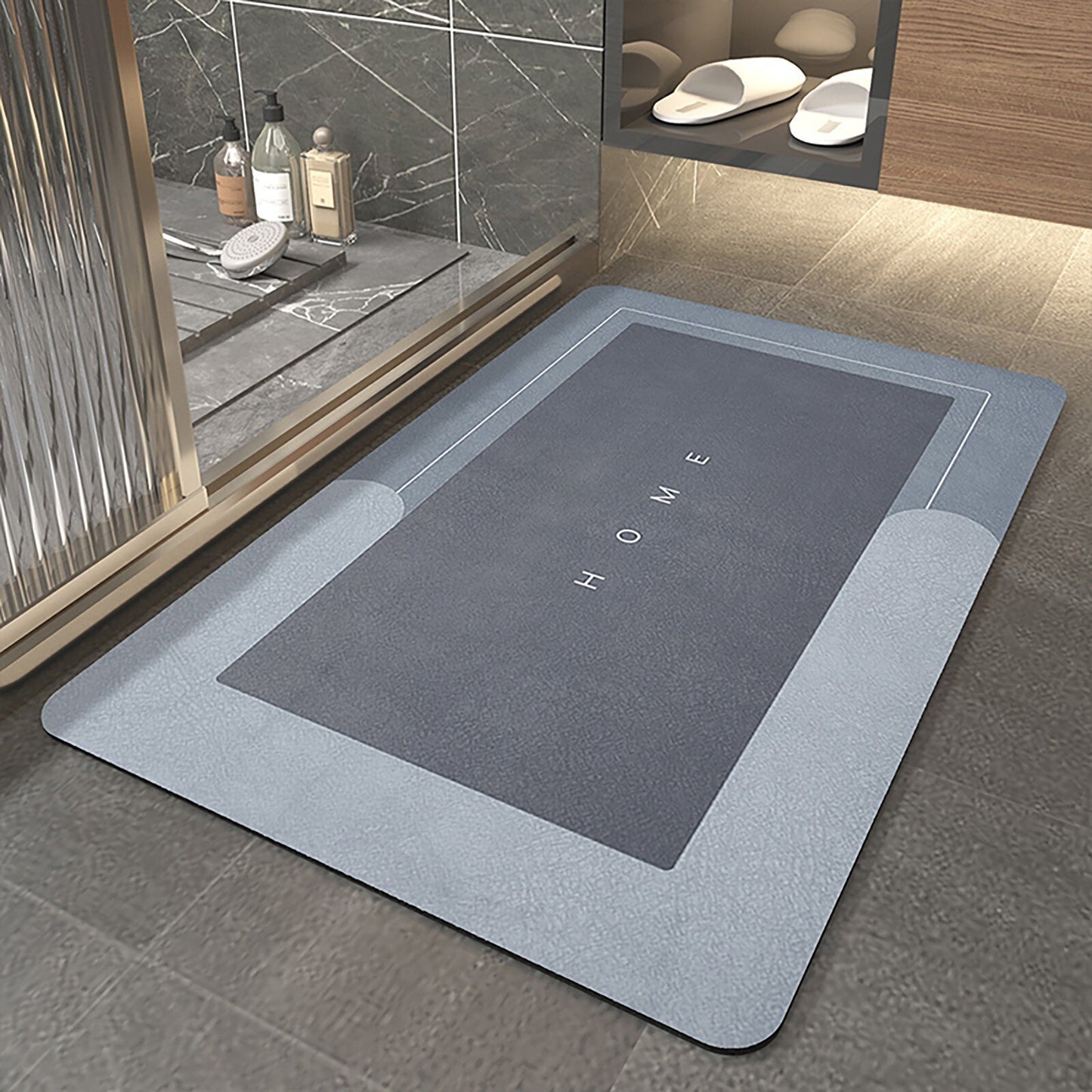 50 x 80 Super Absorbent Non-Slip Bath Door Mat Blue Grey