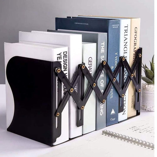 Retractable Adjustable Bookend Holder Office Storage Shelf Organiser Black