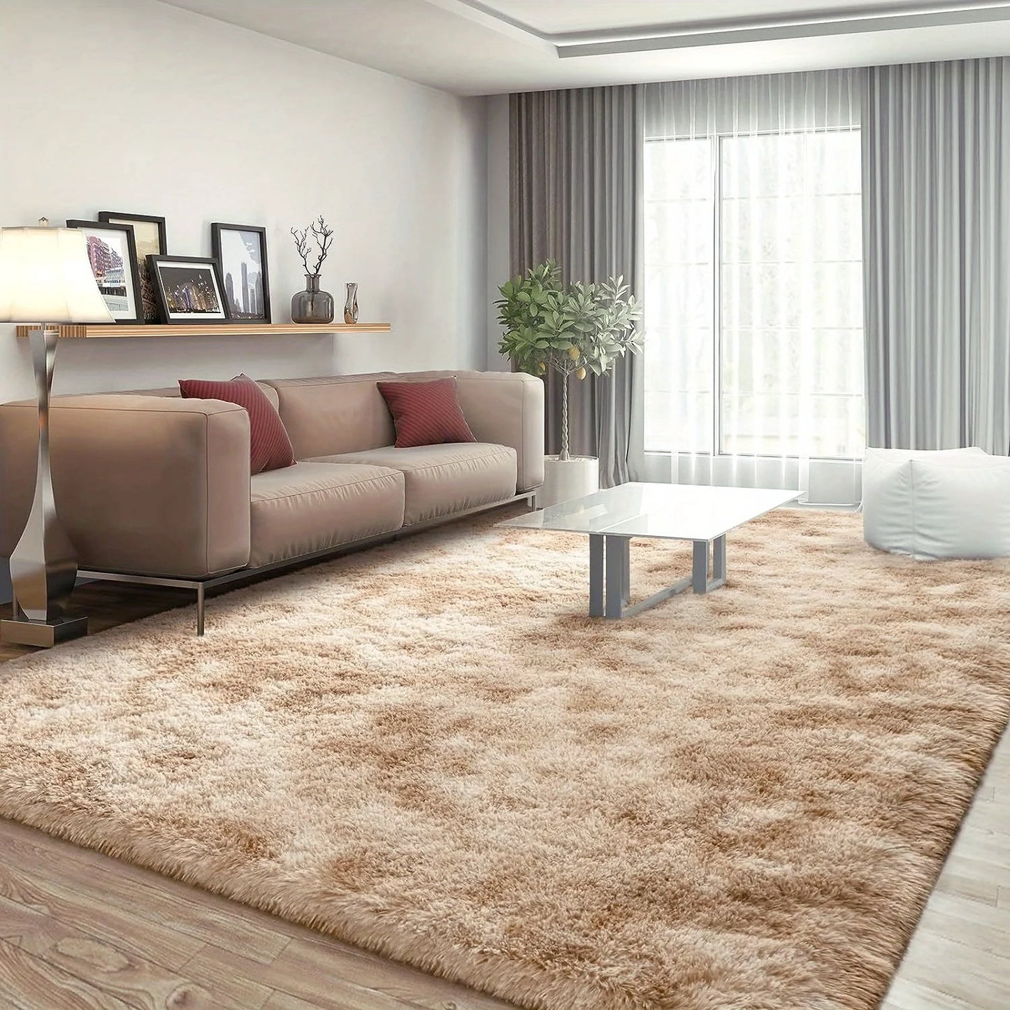 230 x 160 Large Soft Comfortable Shag Rug Tan