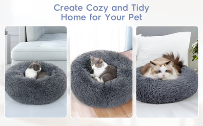 70cm Cozy Plush Soft Fluffy Pet Bed for Dogs and Cats Dark Grey