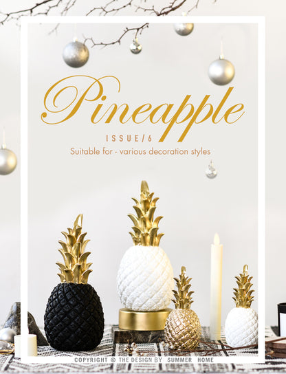 Elegant Gold Pineapple Sculpture Desktop Ornament Decor