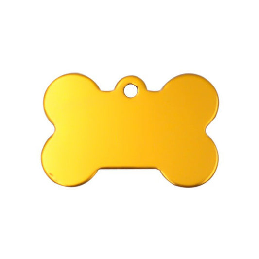 Personalized Dog Bone Shaped Aluminum ID Tag for Pets Yellow Gold