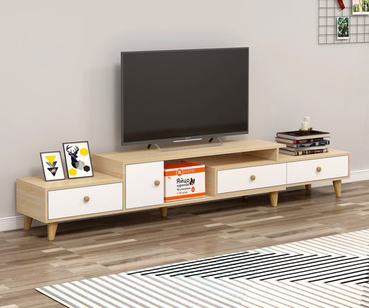 Elegant Wooden TV Cabinet Entertainment Unit with Storage Drawers