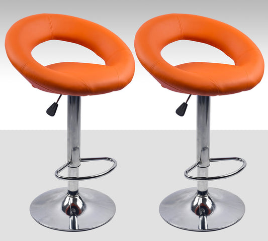 Set of 2 Modern Bar Stools Stylish Moon Chairs Orange