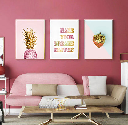 30cm Golden Strawberry Canvas Wall Art 40cm Painting