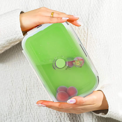 Pack of 4 Collapsible Silicone Food Storage Containers with Airtight Lid Green