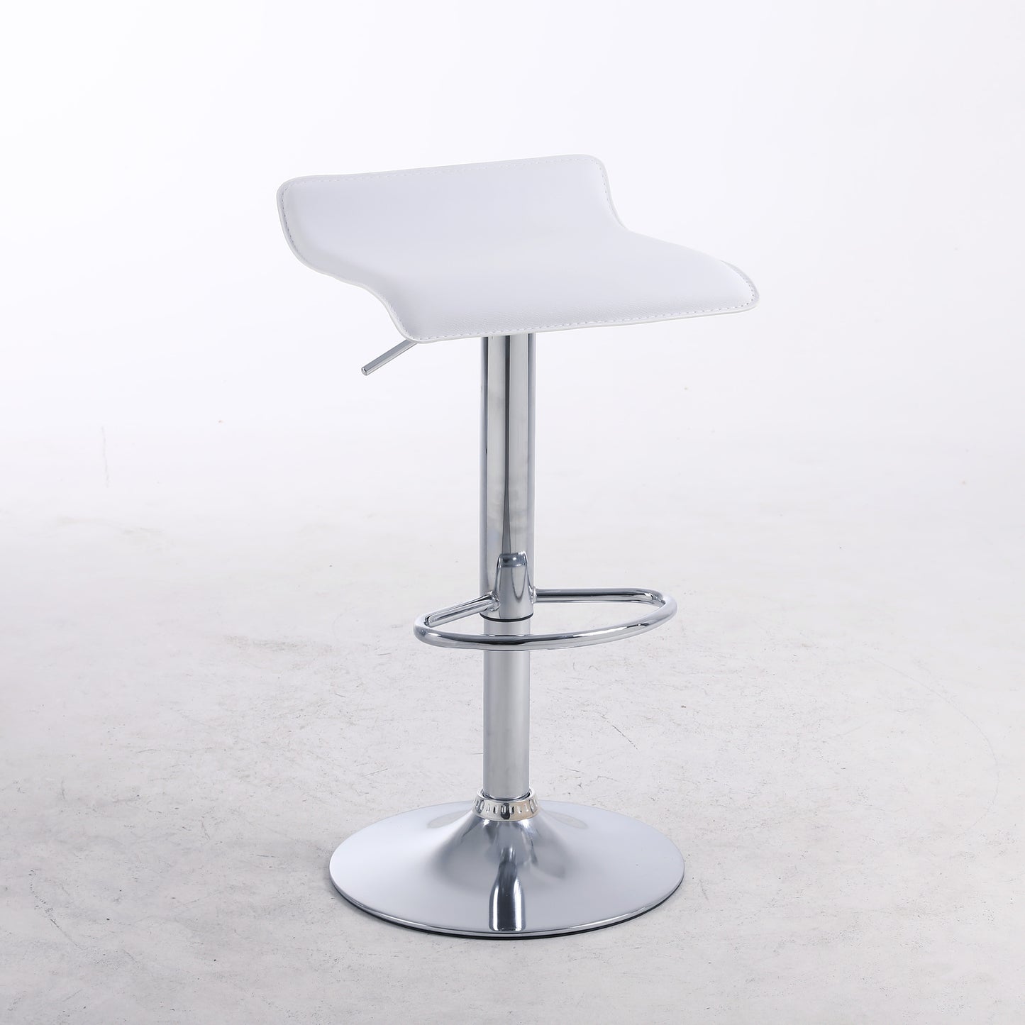 Set of 2 Modern PU Leather Kitchen Bar Stools White