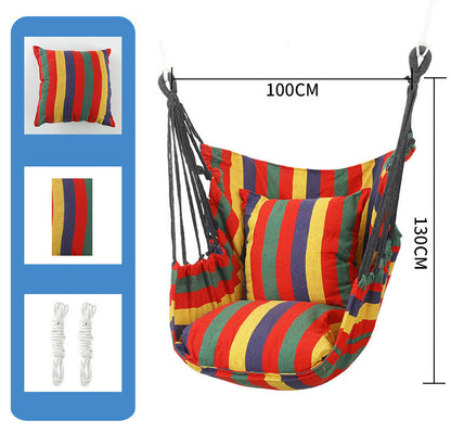 Cozy Cotton Hammock Swing Chair with Cushions for Ultimate Relaxation Red Stripes