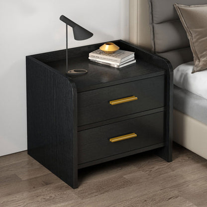 Stylish 2-Drawer Bedside Table Nightstand Black