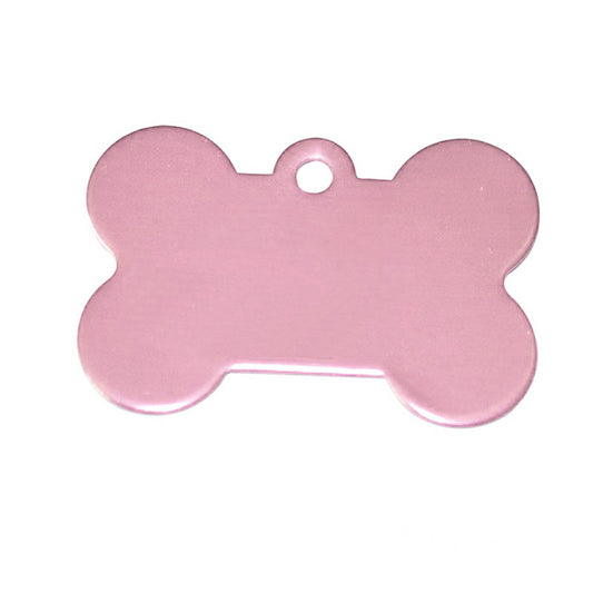 Personalized Dog Bone Shaped Aluminum ID Tag Baby Pink Pet Name Tag