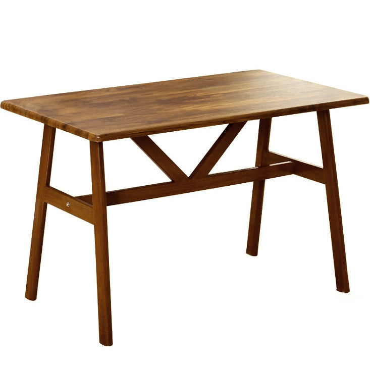 Elegant Wood and Steel Dining Table Walnut Finish