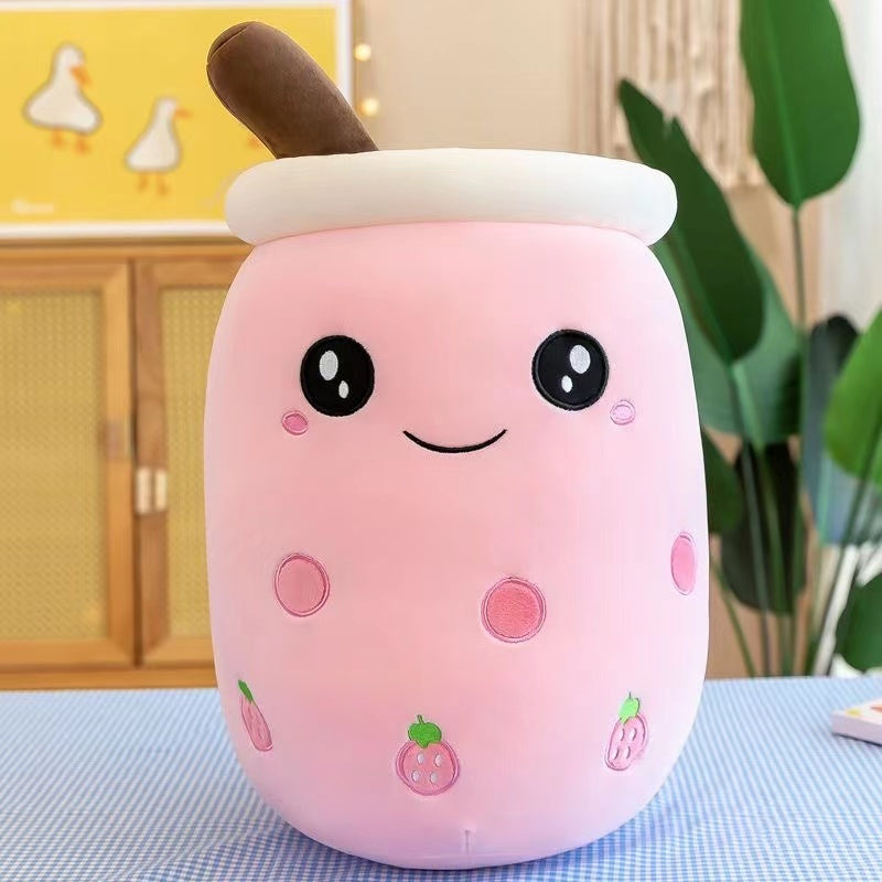 40cm Bubble Tea Plush Toy Boba Cuddly Doll Pillow Cushion Pink