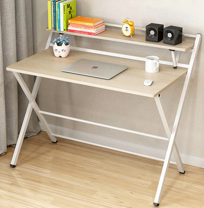 100cm Smart Space-Saving Folding Desk with Shelf White