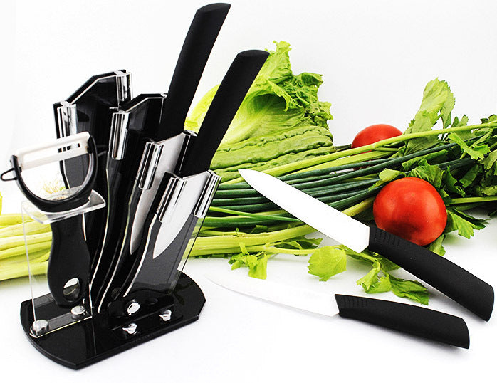 Ultra Sharp 6 Piece Ceramic Knife Set for Precision Cutting Black