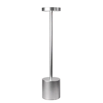 Tall Cordless LED Touch Sensor Table Lamp Modern Metal Design Silver