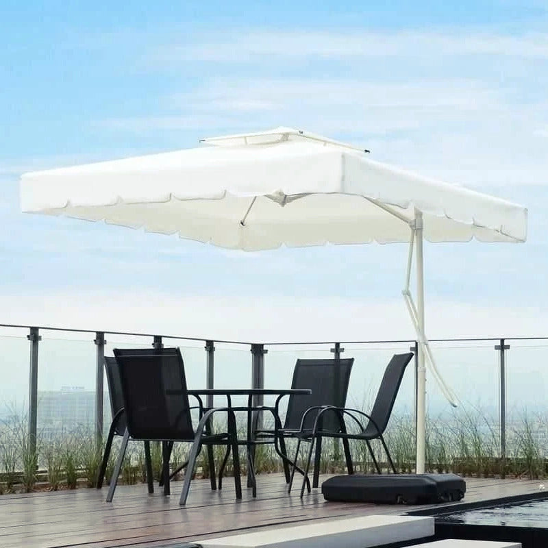 3.5m Large Square Cantilever Outdoor Umbrella Cream White