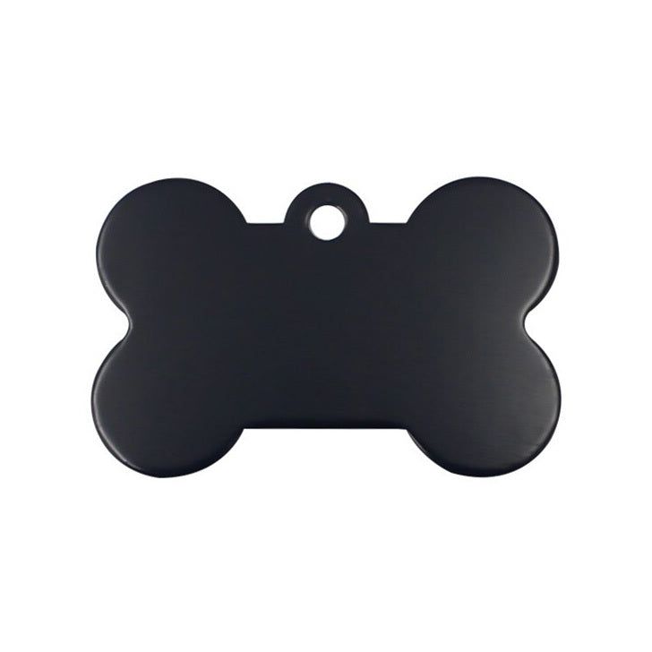 Personalized Dog Bone Shaped Aluminum ID Tag for Pets Black