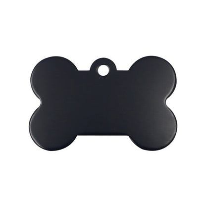 Personalized Dog Bone Shaped Aluminum ID Tag for Pets Black