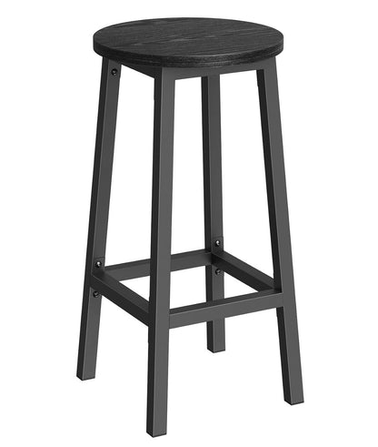 Modern Industrial Bar Stool Black Wood & Metal Design