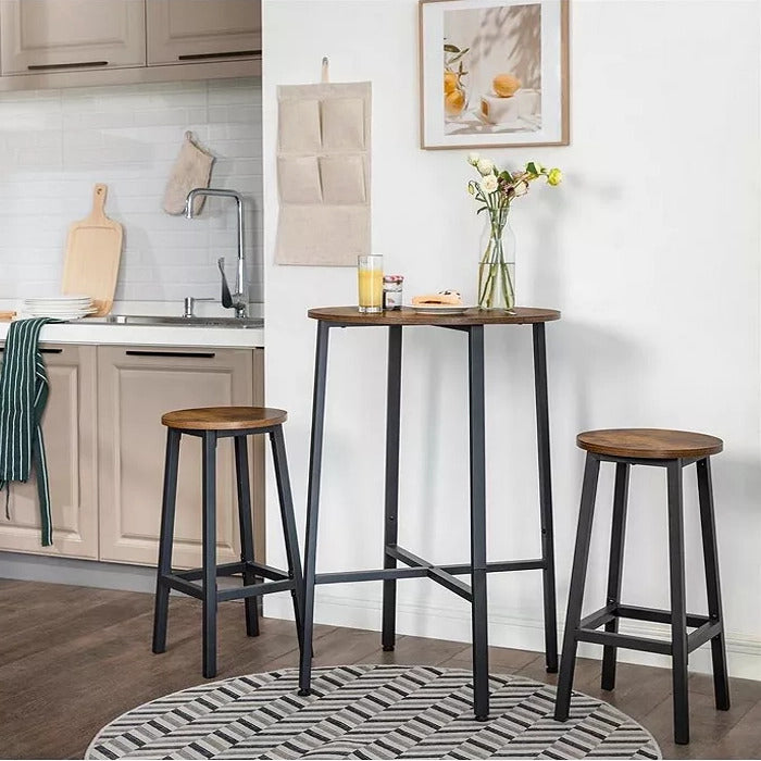 Modern Industrial Bar Stool Rustic Wood & Metal Design