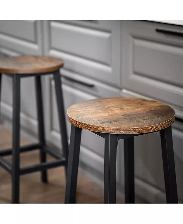 Modern Industrial Bar Stool Rustic Wood & Metal Design