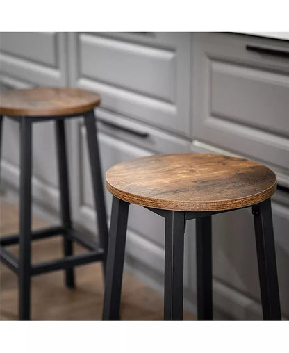 Modern Industrial Bar Stool Rustic Wood & Metal Design