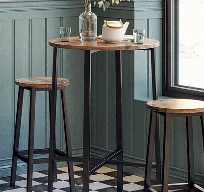 Modern Industrial Bar Stool Rustic Wood & Metal Design