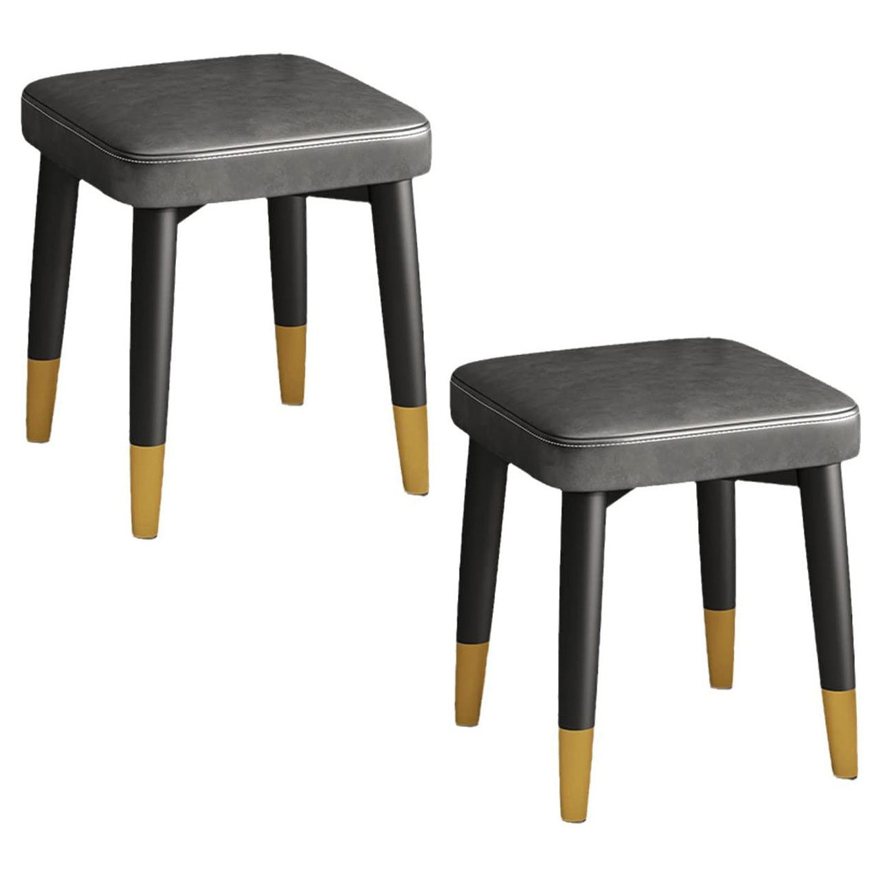 2 Pack Minimalist Faux Leather Dining Table Stool Padded Dressing Seat