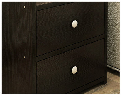 2 Pack Elegant Bedside Table Chest of Drawers Black Wood