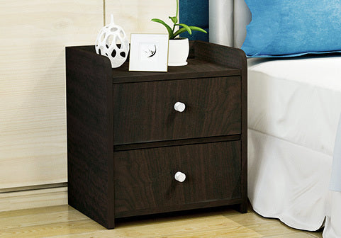 2 Pack Elegant Bedside Table Chest of Drawers Black Wood