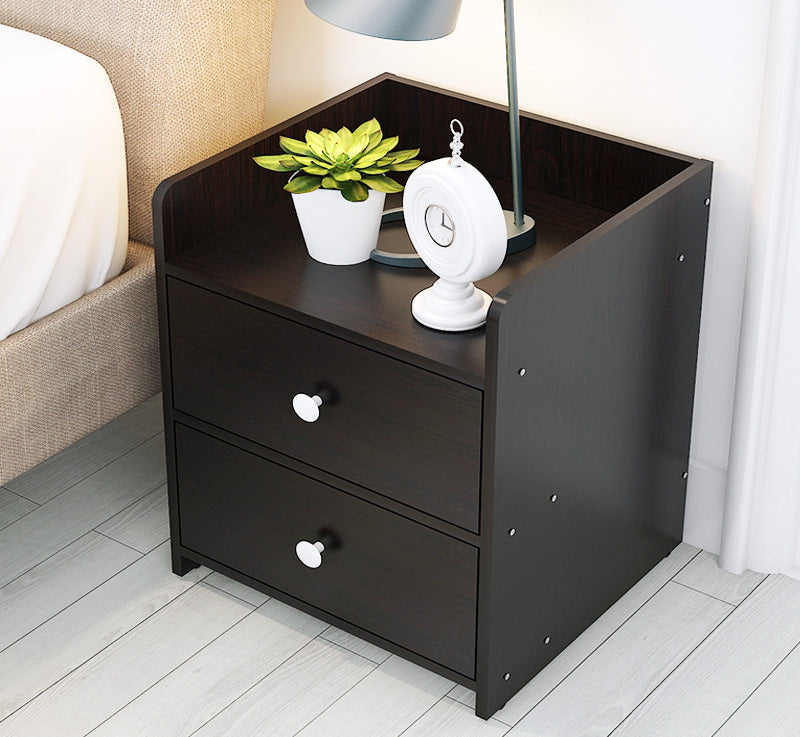 2 Pack Elegant Bedside Table Chest of Drawers Black Wood