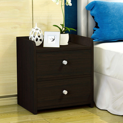 2 Pack Elegant Bedside Table Chest of Drawers Black Wood