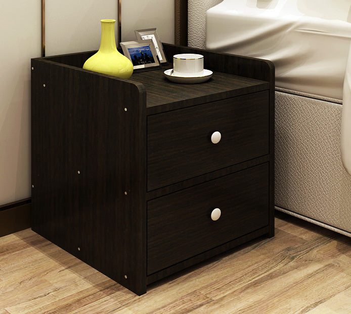 2 Pack Elegant Bedside Table Chest of Drawers Black Wood