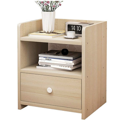 2 Pack Elegant Bedside Table with Drawer White Oak