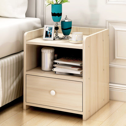 2 Pack Elegant Bedside Table with Drawer White Oak