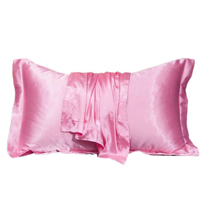 Set of 2 Luxury Silk Satin Pillowcases Soft and Smooth Bedding Pink