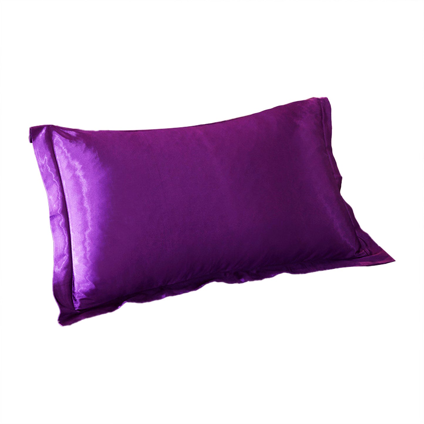 Set of 2 Luxury Silk Satin Pillowcases Soft and Smooth Bedding Purple