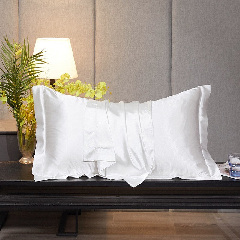 Set of 2 Luxury Silk Satin Pillowcases Soft and Smooth Bedding White