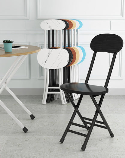 Pack of 2 Stylish Steel and Wood Folding Chairs Black