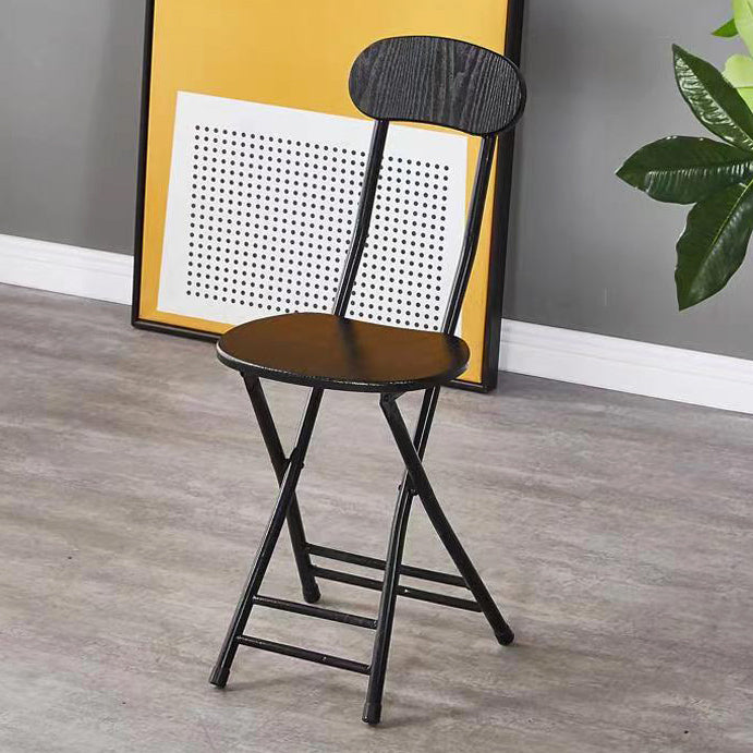 Pack of 2 Stylish Steel and Wood Folding Chairs Black