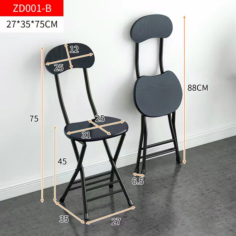 Pack of 2 Stylish Steel and Wood Folding Chairs Black