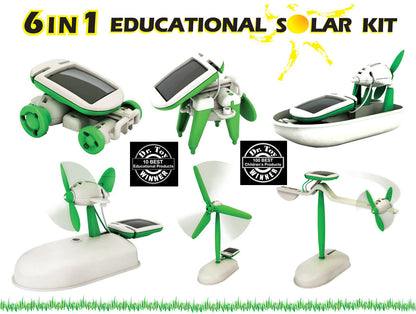 Solar Powered 6 In 1 DIY Educational Robot Kit for Kids and Teens